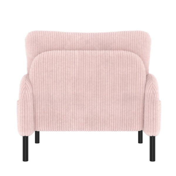 English Elm UNITED Corduroy Accent Chair with Ergonomic Curve, High-Density Foam Seat & Dual Side Pockets for Cozy Living Spaces Pink W1568P307258
