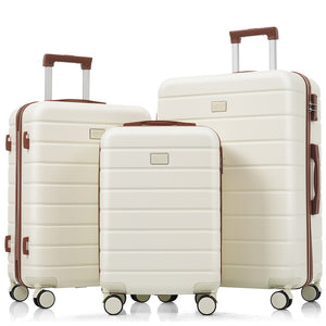 English Elm Premium Abs Hardshell 3 Piece Suitcase Set with Tsa Locks and Spinner Wheels Ivory N726P296022O
