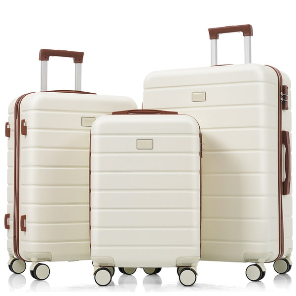 English Elm Premium Abs Hardshell 3 Piece Suitcase Set with Tsa Locks and Spinner Wheels Ivory N726P296022O