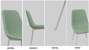 English Elm A modern linen padded dining chair set of 4 with ergonomic high back, sturdy white metal legs, comfy seats Green W2189P190476