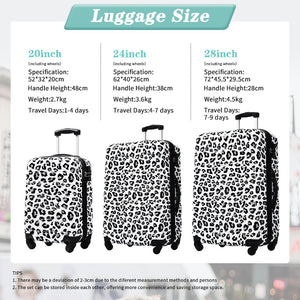English Elm Hardshell Polycarbonate Luggage Set Three Piece Spinner Suitcases with Tsa Lock White+Black Leopard N732P218227B