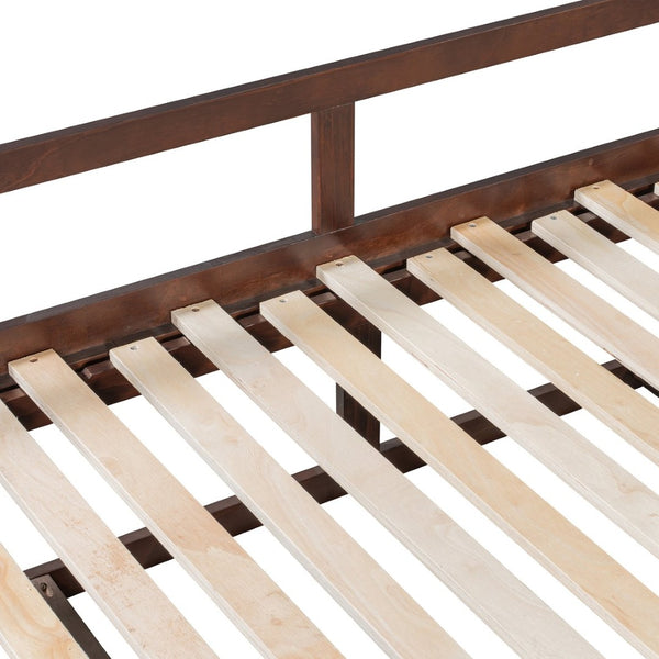 English Elm Wooden Twin to King Daybed with Trundle and Storage Drawers for Guest Rooms Espresso N708P336539P
