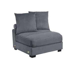 English Elm Contemporary Dark Gray 5pc Modular Sectional Sofa Corduroy with Square Arms, 6 Back Pillows & Ottomans B011S01913