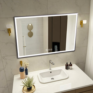 English Elm 48*32In Led Framed Bathroom Vanity Mirror - Anti-Fog, Adjustable Lighting, Durable & Stylish Design W2709P268900