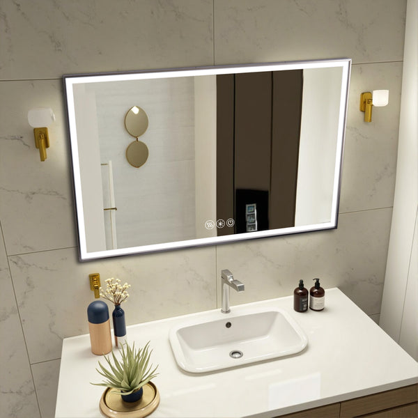 English Elm 48*32In Led Framed Bathroom Vanity Mirror - Anti-Fog, Adjustable Lighting, Durable & Stylish Design W2709P268900