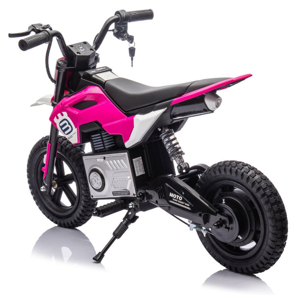 English Elm 24v Kids Electric Motocross Motorcycle 200w Hub Motor Suspension Led Bluetooth Audio Pink W1578P225049
