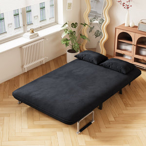 English Elm 39″ Convertible Chair Bed with Adjustable Backrest & Pillow, Steel-Frame Sleeper Chair for Small Spaces Comfortable Multifunctional Lounge Sofa Black W1767P192815