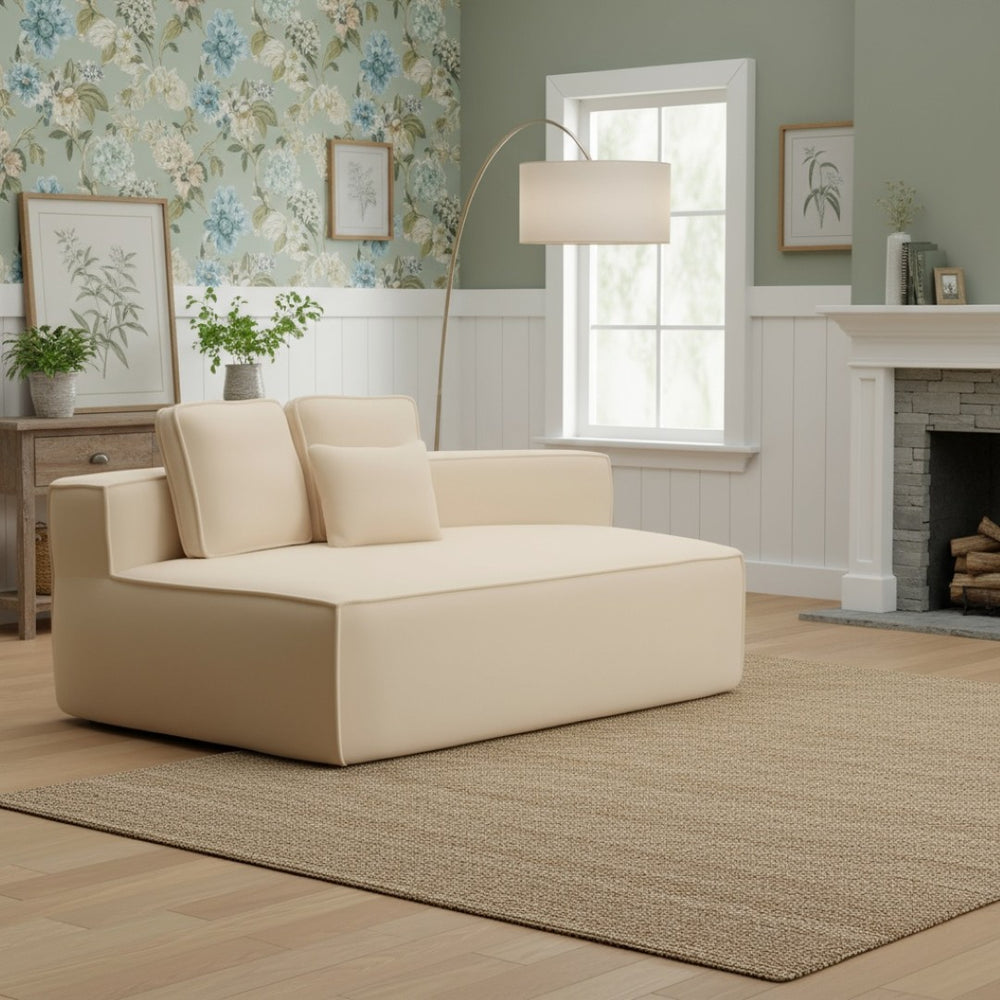 English Elm Beige Teddy Fleece Modular Floor Lounge Chair Plush Foam Cushions for Dorm or Living Room W3326P354556