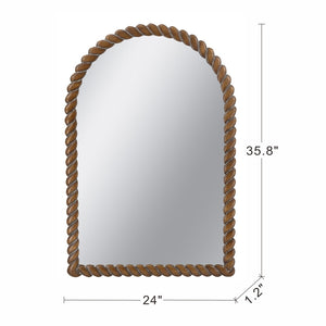 English Elm 24x35.8" Arched Pine Wood Wall Mirror Textured Frame Warm Brown Farmhouse Decor W2078P445372