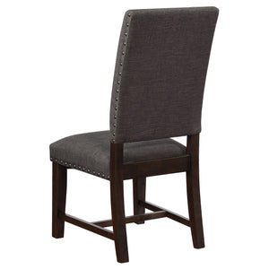 English Elm 2pc Parsons Dining Chairs Set Upholstered Armless Side Chairs with Nailhead Trim and Smoke Legs Warm Grey 44.1 L x 20.48 W x 18.71 H B011P311401