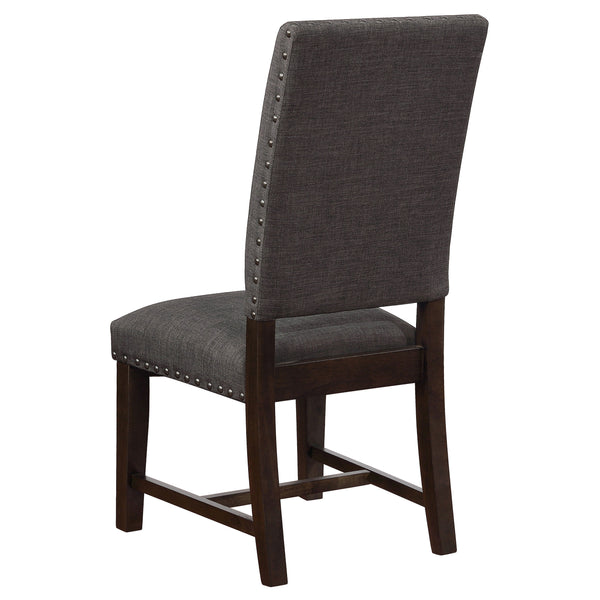 English Elm 2pc Parsons Dining Chairs Set Upholstered Armless Side Chairs with Nailhead Trim and Smoke Legs Warm Grey 44.1 L x 20.48 W x 18.71 H B011P311401
