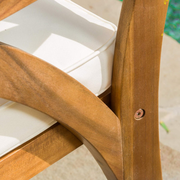 English Elm Christopher Knight Home® - Outdoor 7-Piece Acacia Wood Dining Set With Cushioned Chairs & Handwoven Rattan Legs For Patios N773OD00044B