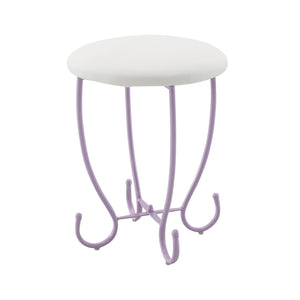 English Elm Priya Elegant Butterfly Vanity Set White & Purple – Oval PU-Wrap Mirror, High-Gloss MDF Table, Padded Stool, Metal Frame Durable Finish B2726P262770