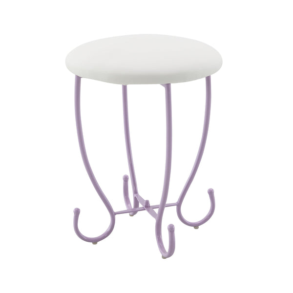 English Elm Priya Elegant Butterfly Vanity Set White & Purple – Oval PU-Wrap Mirror, High-Gloss MDF Table, Padded Stool, Metal Frame Durable Finish B2726P262770