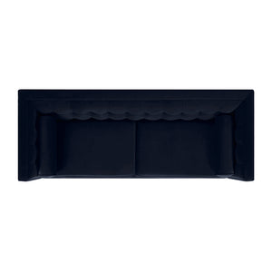 English Elm Jennifer Taylor Home - Jack 84" Modern Tuxedo Tufted Sofa in Plush Velvet with Shelter Arms, Reversible Cushions, Pillows Dark Navy B2719P238407