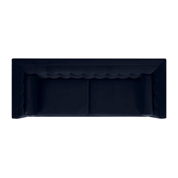 English Elm Jennifer Taylor Home - Jack 84" Modern Tuxedo Tufted Sofa in Plush Velvet with Shelter Arms, Reversible Cushions, Pillows Dark Navy B2719P238407
