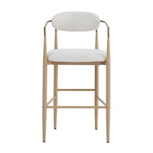 English Elm Christopher Knight Home® - Barstools Set Of 2 - Chic Beige Upholstered Bar Stools With Back, Natural Wood & Iron Legs, 260Lbs Capacity N779P248198N