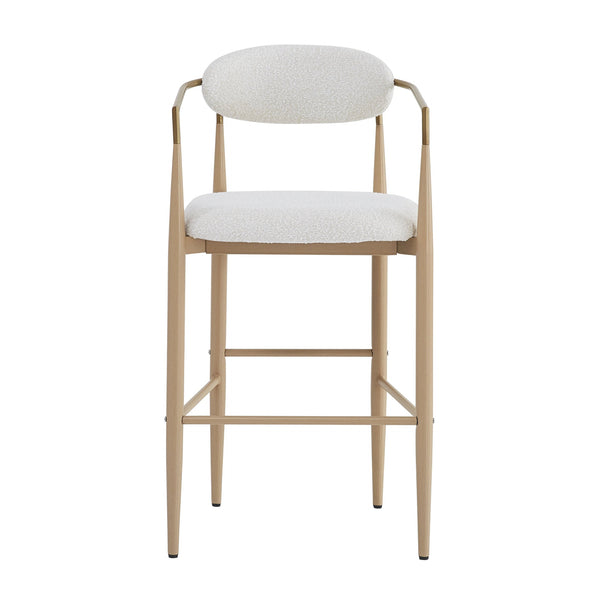English Elm Christopher Knight Home® - Barstools Set Of 2 - Chic Beige Upholstered Bar Stools With Back, Natural Wood & Iron Legs, 260Lbs Capacity N779P248198N