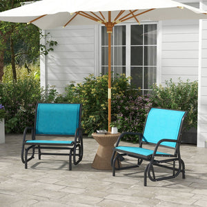 English Elm Outsunny Porch Glider Set Of 2 - Stylish Metal Frame Swing Chairs With Breathable Mesh For Outdoor Comfort W2225P200531-GIGA