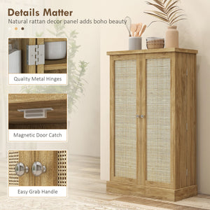 English Elm HOMCOM 41" Kitchen Pantry Cabinet with 5-Tier Shelves, 12 Door Racks, Anti-Tip Straps, Sleek Design Natural Wood W2225P217122