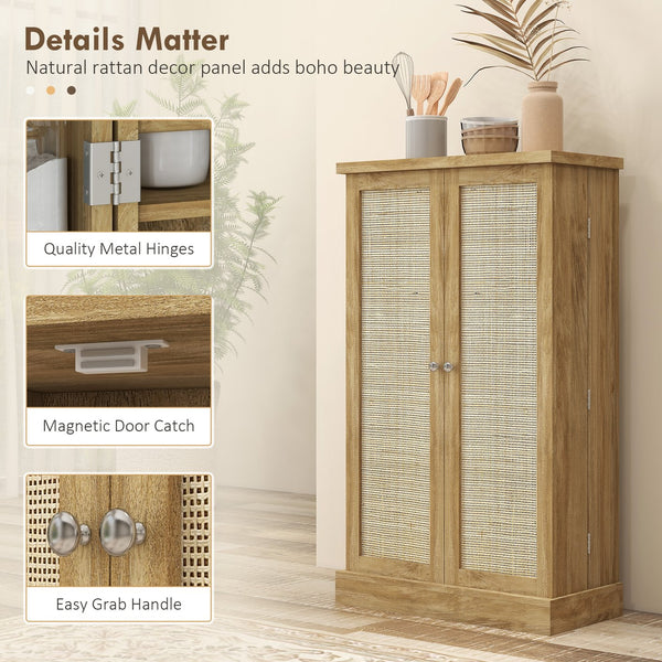 English Elm HOMCOM 41" Kitchen Pantry Cabinet with 5-Tier Shelves, 12 Door Racks, Anti-Tip Straps, Sleek Design Natural Wood W2225P217122