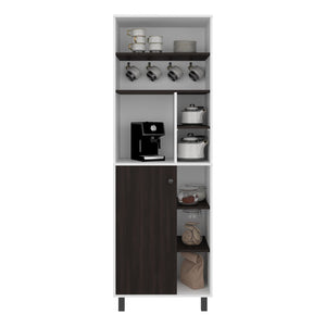 English Elm Evans Tall Coffee Station with Machine Compartment Open Shelves and Drawer in Walnut B097P481227