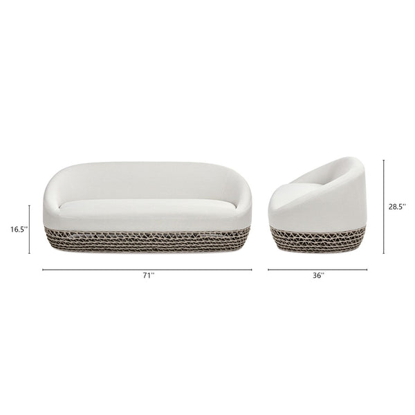 English Elm Willow Outdoor Deep Seat Sofa Woven Olefin Fabric Uv Resistant Patio Lounger B2719P245972