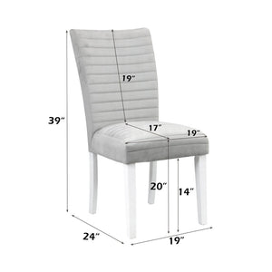 English Elm Set Of 2 Velvet Upholstered Side Chairs - Elegant Gray Comfort With Modern White Gloss Finish B016P322919-GIGA