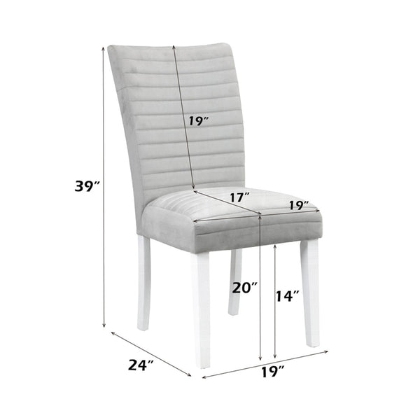 English Elm Set Of 2 Velvet Upholstered Side Chairs - Elegant Gray Comfort With Modern White Gloss Finish B016P322919-GIGA