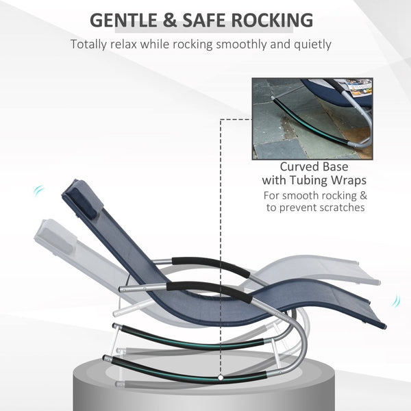 English Elm Outsunny Zero Gravity Rocking Chair - Durable Lounge Recliner With Detachable Pillow For Outdoor Relaxation W2225P200769-GIGA