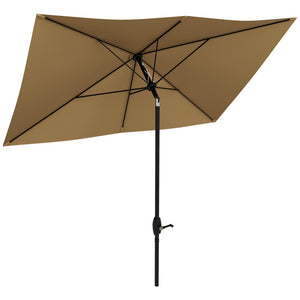 English Elm Outsunny 6.5' X 10' Rectangular Market Umbrella - Stylish Patio Shade With Crank, Tilt & Uv Protection W2225P200819-GIGA