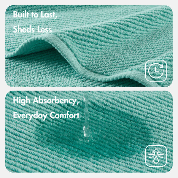 JLA Home Madison Park - 100% Cotton Diagonal Ribbed Hand Towel — Plush Zero-Twist 506 GSM Quick-Dry Luxury for Home Spa Turquoise MP73-8861