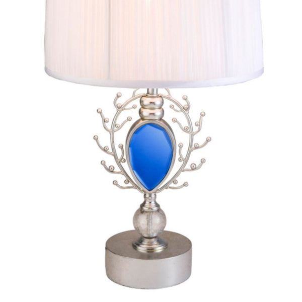 English Elm 27.75" Just Dazzle Polyresin Table Lamp Silver with Crackle Glass Orb Base & Turquoise Gem Pendant B072116200