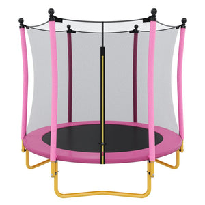 English Elm [without Basketball Hoop] 5.5 Ft Kids Trampoline with Safety Net and Foam Padded Poles Pink N739P443065H