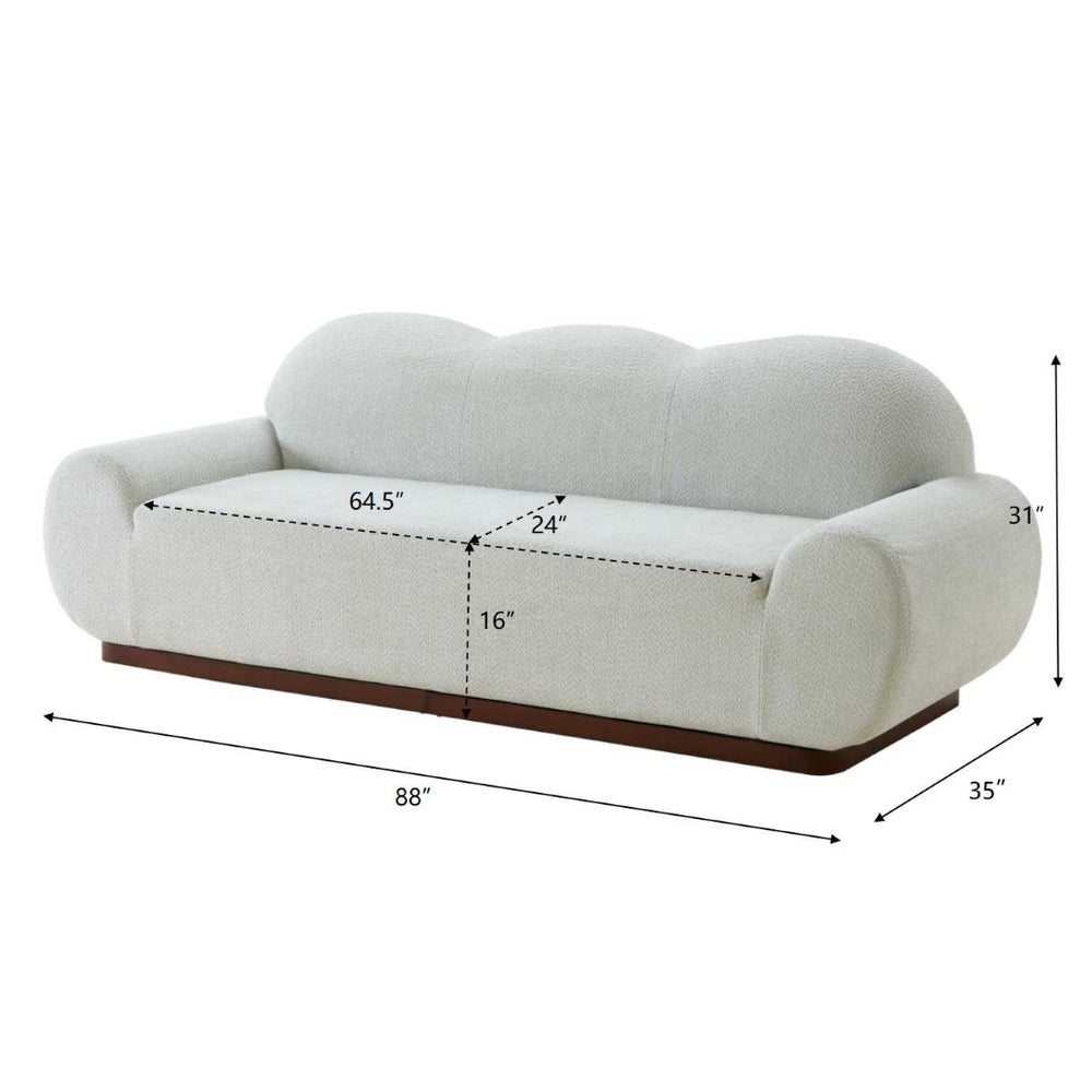 English Elm 88 In. Curved Cloud Sofa Chenille Upholstered 3 Seat Living Room Couch Walnut Legs Light Green N773IS00095G