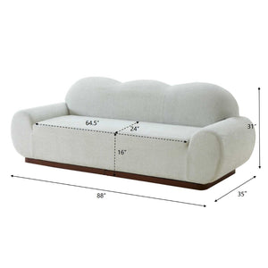English Elm 88 In. Curved Cloud Sofa Chenille Upholstered 3 Seat Living Room Couch Walnut Legs Light Green N773IS00095G