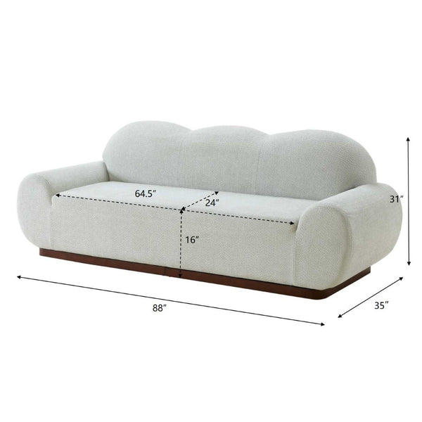 English Elm 88 In. Curved Cloud Sofa Chenille Upholstered 3 Seat Living Room Couch Walnut Legs Light Green N773IS00095G