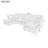 English Elm Double-Layer Cushion Modern Large U-Shaped Modular Sofa, Freely Combinable 6-Seater With Storage Function, Convertible To Sofa Bed, Perfect For Living Rooms, Offices, and Apartments