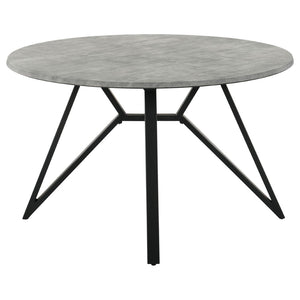 English Elm Vellux Round Faux Marble Dining Set with Swivel Chairs and Hairpin Iron Legs B062S01849