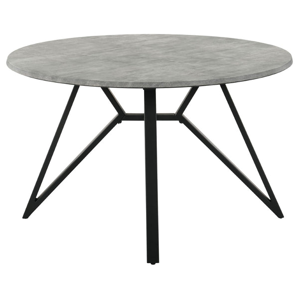 English Elm Vellux Round Faux Marble Dining Set with Swivel Chairs and Hairpin Iron Legs B062S01849
