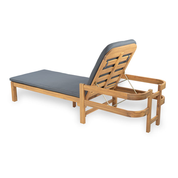 English Elm Christopher Knight Home® - Outdoor acacia chaise lounge with adjustable recline, durable hardwood frame and water‑resistant cushion comfort Dark Gray,Light Teak 52.25 L x 28.5 W x 8.75 H N776P266158D