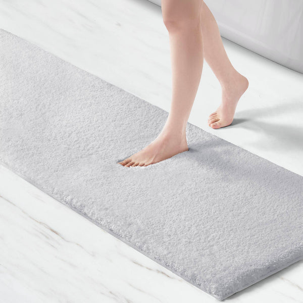 JLA Home Madison Park Signature - Bath Rug Ultra-Plush Microfiber Spa Comfort with Quick-Dry, Non-Skid Backing, OEKO-TEX Certified Safety Silver MPS72-170