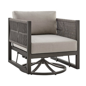 English Elm Mareike Outdoor Swivel Glider Chair Rust Proof Aluminum Frame Patio Lounge Seating Brown B2736P464907