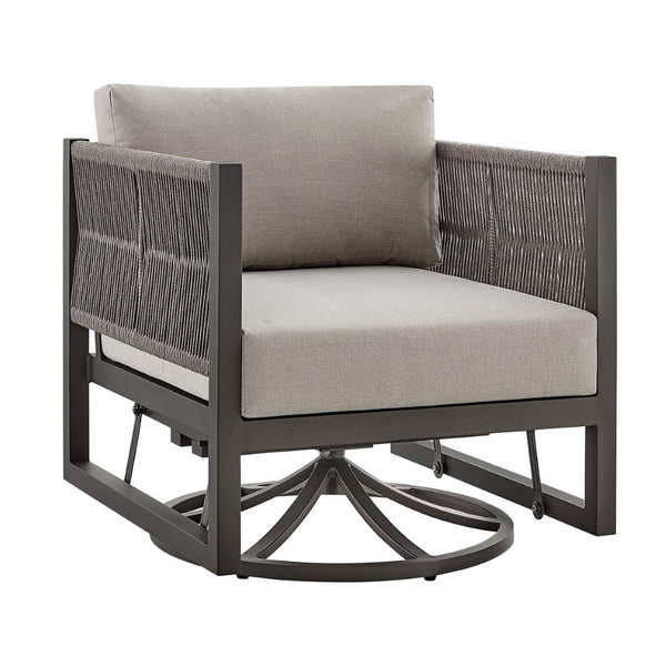 English Elm Mareike Outdoor Swivel Glider Chair Rust Proof Aluminum Frame Patio Lounge Seating Brown B2736P464907