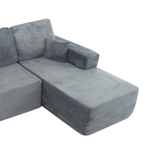 English Elm Cloud Oversized Corduroy Chaise Sectional with Deep Seat for Cozy Living Spaces W3975P391636