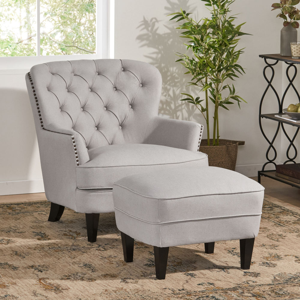 English Elm Christopher Knight Home® - Contemporary Light Grey Fabric Club Chair & Ottoman Set — Chic Durable Upholstery, 300lb Capacity, Versatile Accent Seat 59289.00