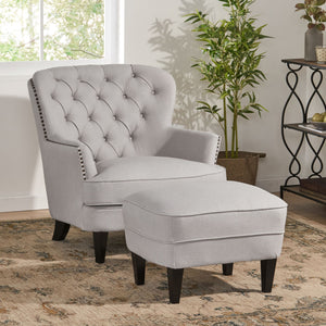 English Elm Christopher Knight Home® - Contemporary Light Grey Fabric Club Chair & Ottoman Set — Chic Durable Upholstery, 300lb Capacity, Versatile Accent Seat 59289.00