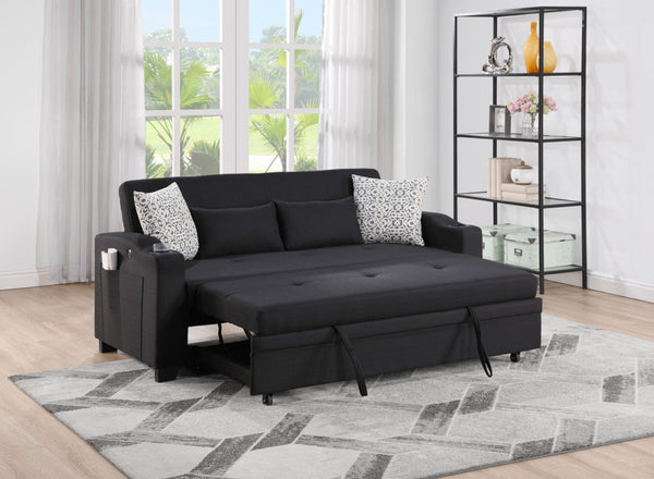 English Elm Bastien Convertible Sleeper Loveseat with Usb Charging Cupholders and Pocket Coil Support B2749S00232