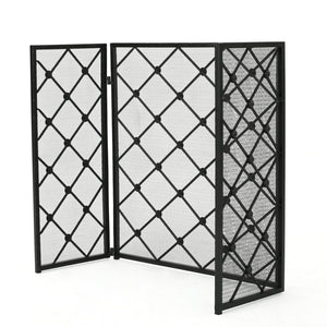 English Elm Christopher Knight Home® - FIRE Black Iron Fireplace Screen 34x31x4.5 Protective Mesh Guard Heat-Resistant Durable Design 61128.00