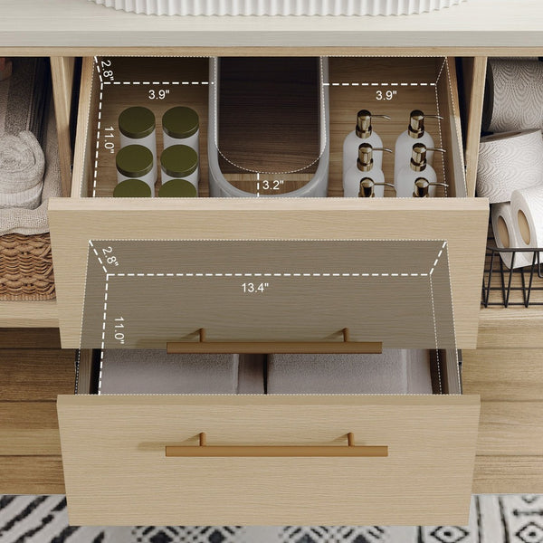 English Elm Modern Floating Bathroom Vanity Oval Ceramic Sink Plywood Cabinet Soft Close Storage W3136S00077